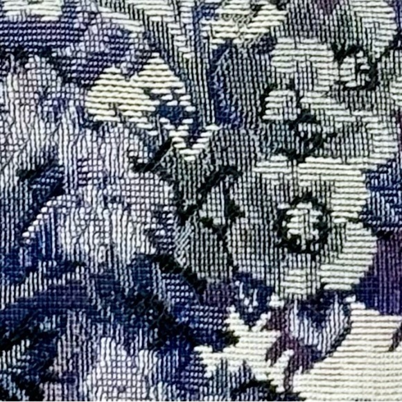 Floral Blue While Lace Rectangular Purse Shoulderbag Fold Over Snap Closure - Picture 5 of 16